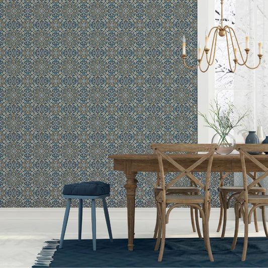 Noordwand Wallpaper Homestyle Portugese Tiles Brown and Blue