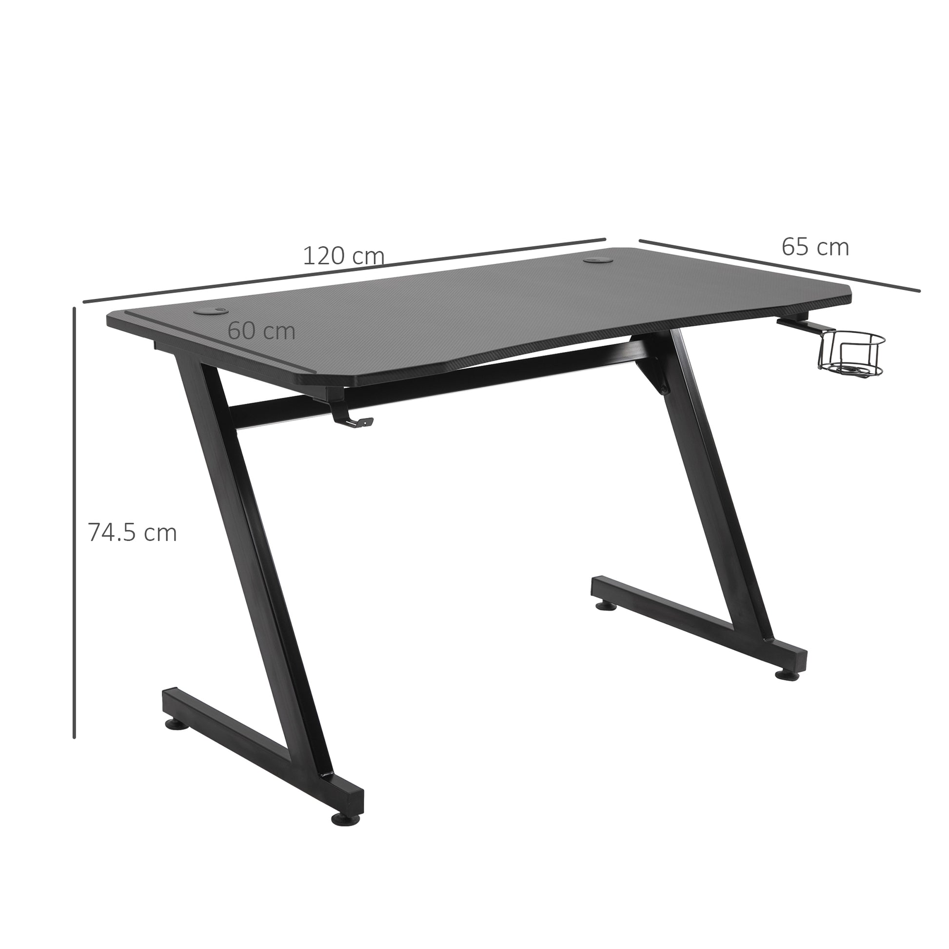 Homcom Gaming Desk Steel Frame with Cup Holder