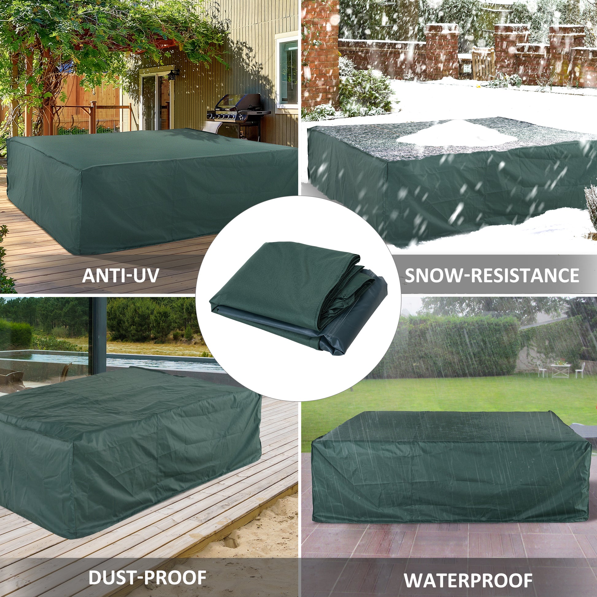 Outsunny PVC Coated Large Square 600D Waterproof Outdoor Furniture Cover Green