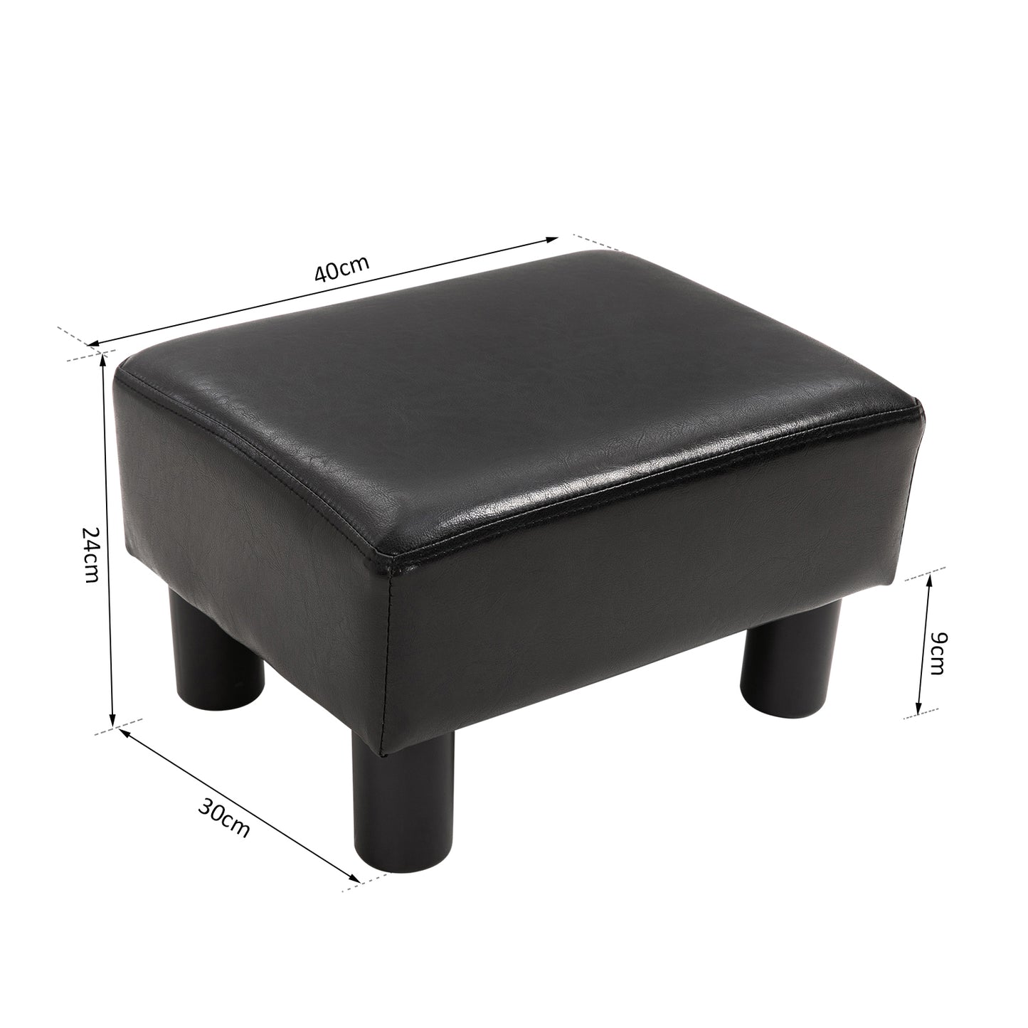 Homcom PU Leather Footstool Foot Rest Small Seat Foot Rest Chair Dark Brown Home Office with Legs 40 x 30 x 24cm