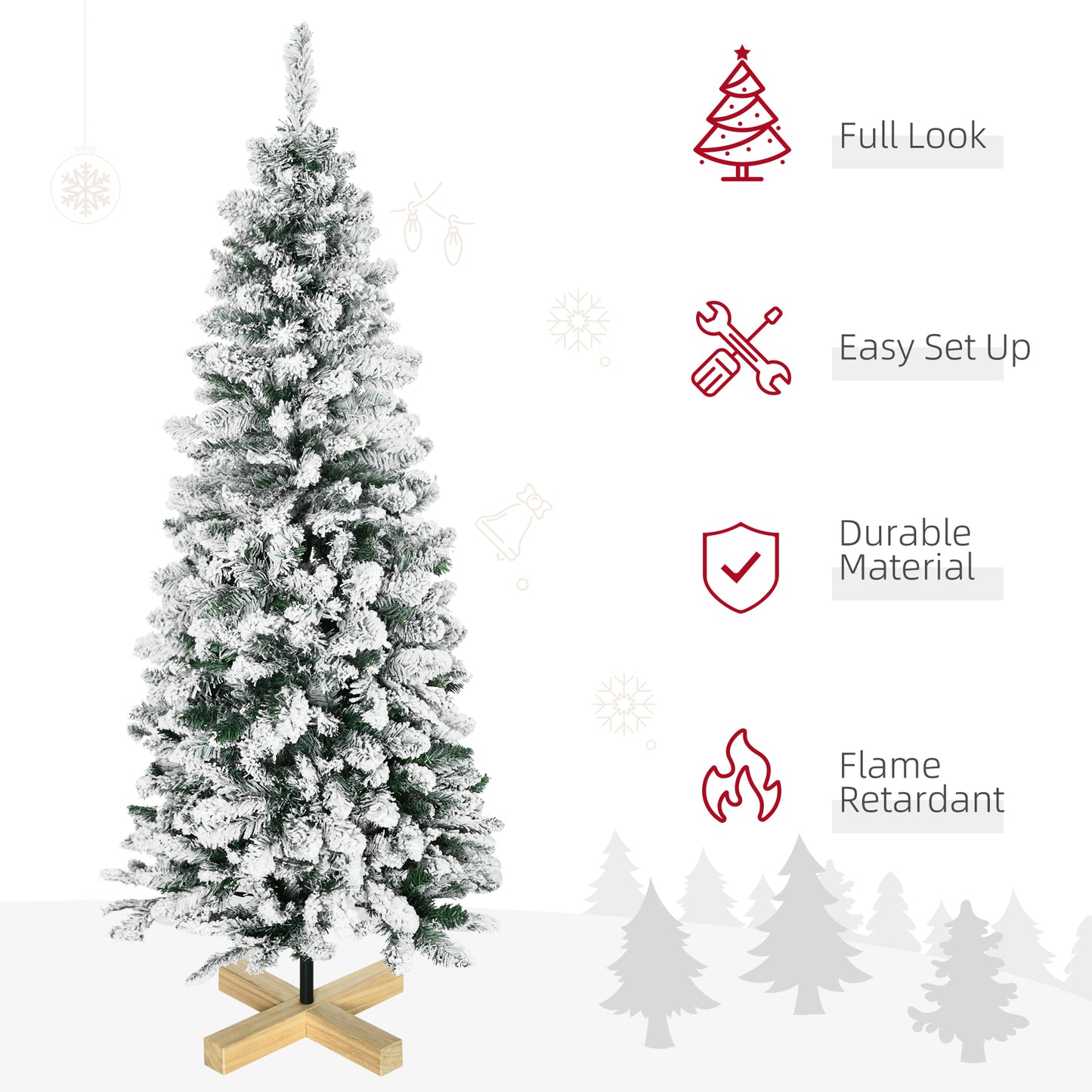 Homcom 5FT Snow Flocked Artificial Christmas Tree