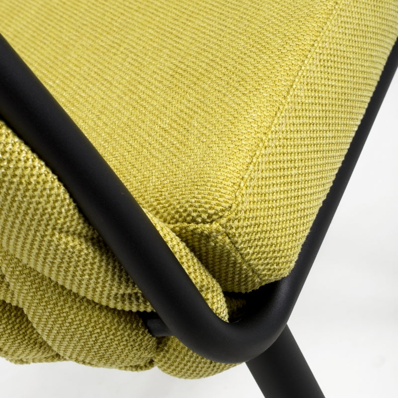 Pair of Contemporary Dining Chairs Metal & Braided Fabric Yellow