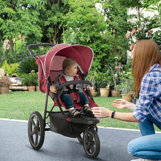 Homcom Foldable Three-Wheeler Baby Stroller w/ Canopy