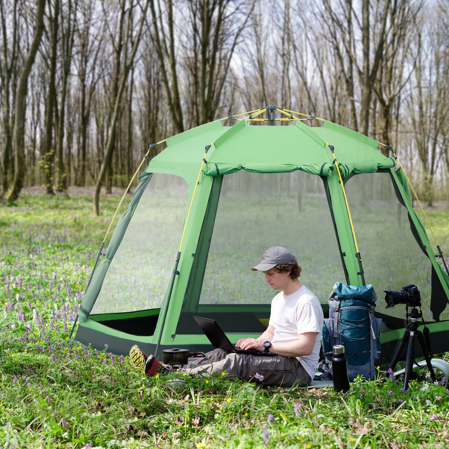 Outsunny 6 Person Pop Up Camping Tent