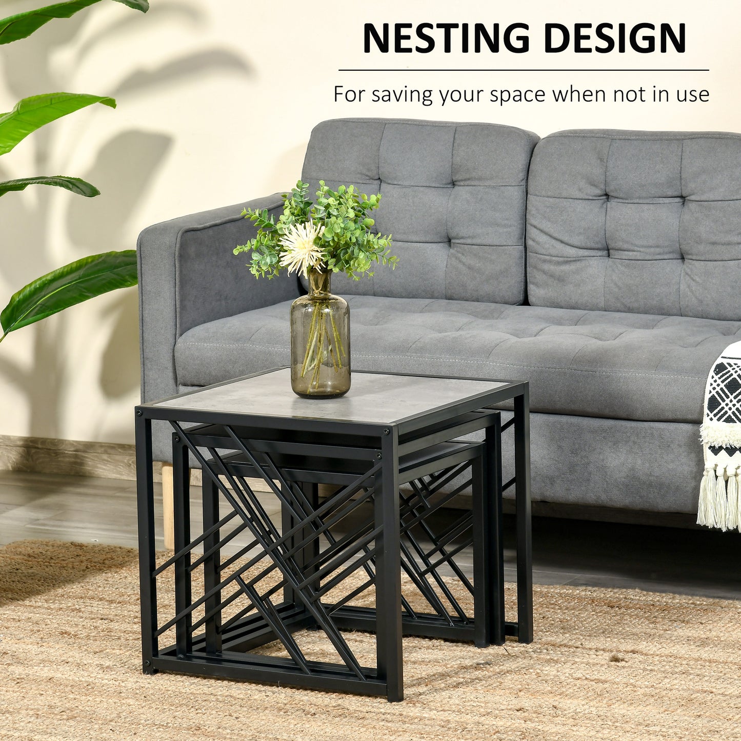 Homcom Set of 3 Nesting Coffee Tables