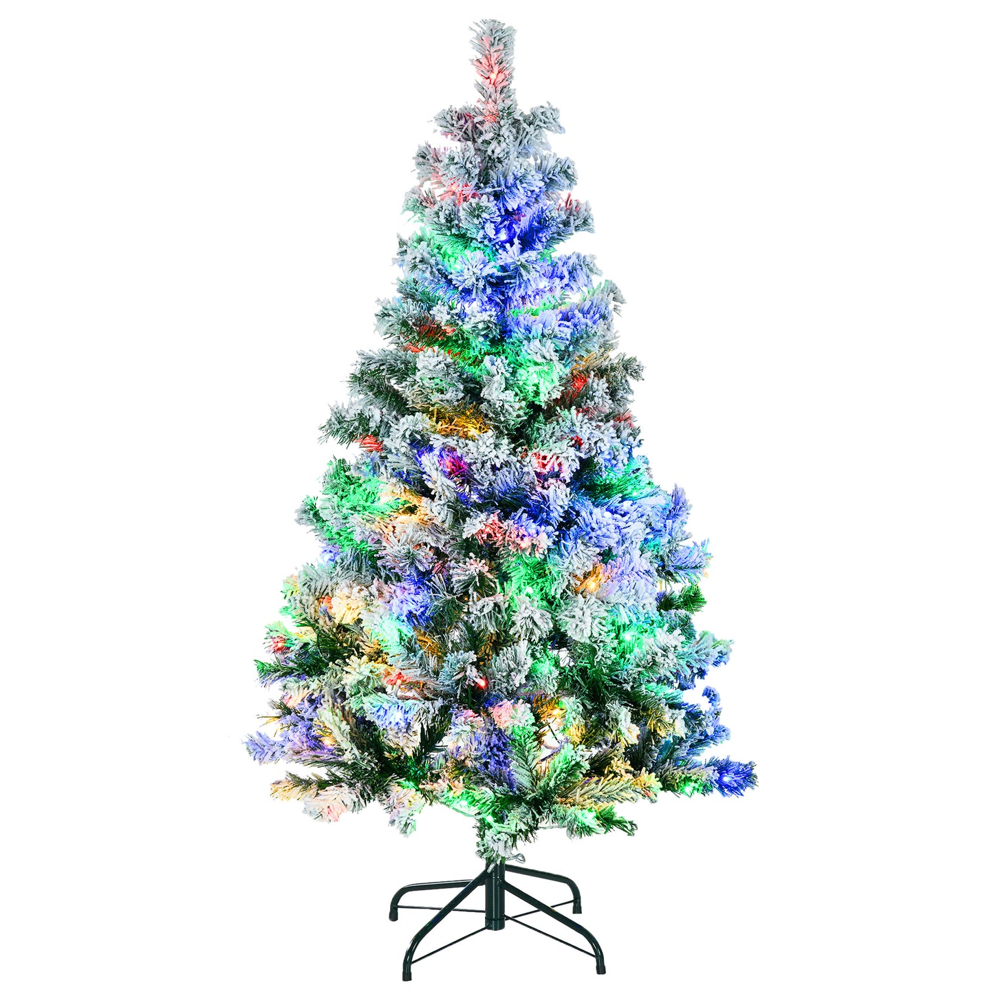 4ft Prelit Christmas Tree Artificial - White Frosted Green with LED Lights Multicoloured 311 Tips