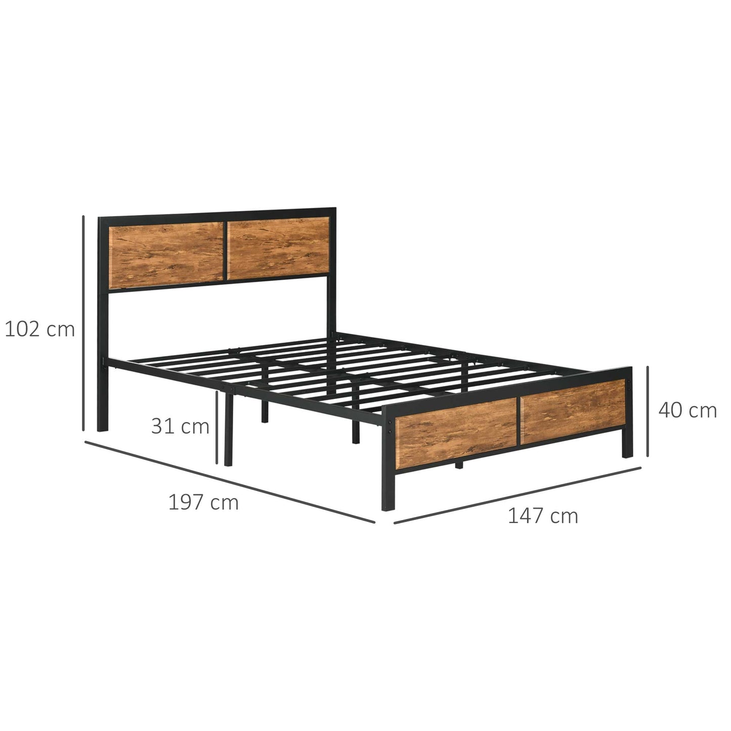 Homcom Industrial Double Bed Frame