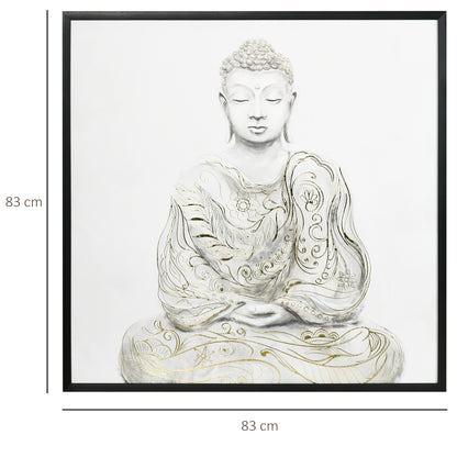 Homcom Canvas Wall Art Gold Textured Buddha Sit in Meditation