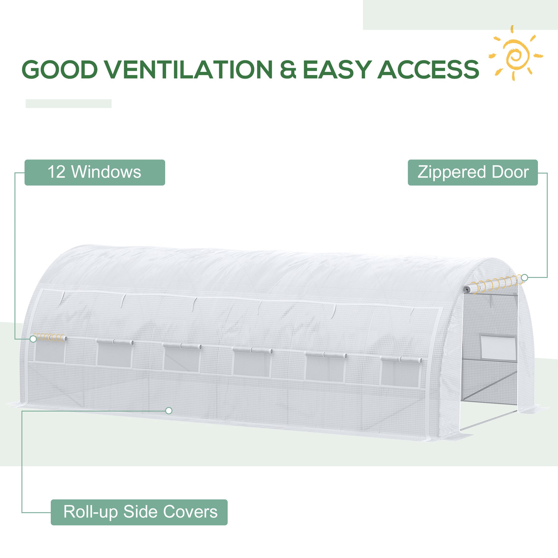 Outsunny 6 x 3 x 2 m Polytunnel Greenhouse