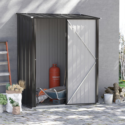 Galvanised 5.3 x 3.1' Single Door Pent Garden Store Steel Grey by Steadfast