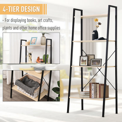 Homcom Four-Tier Metal Frame Minimal Shelving Unit - Black