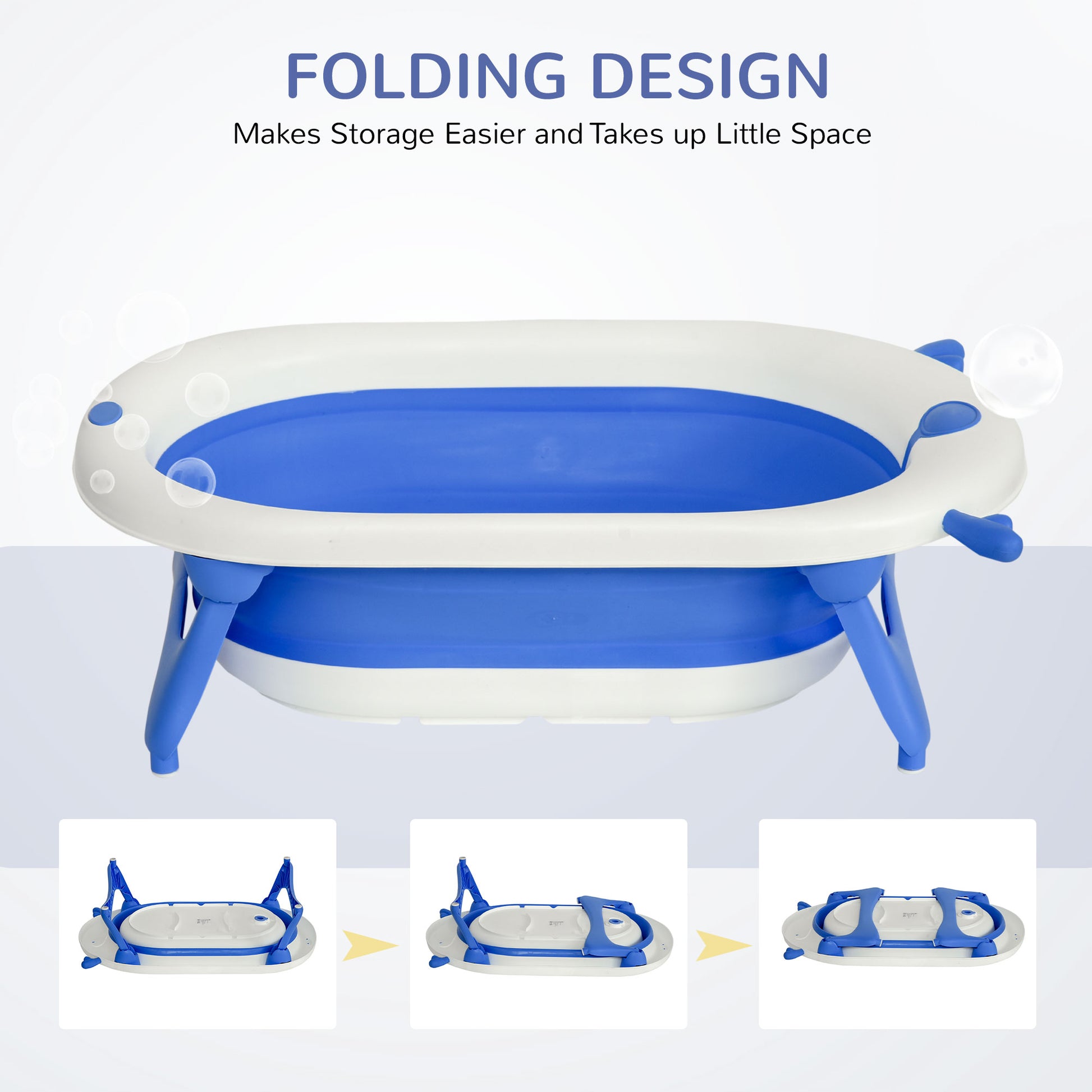 Homcom Foldable Portable Baby Bath Tub w/ Temperature-Induced Water Plug for 0-3 years