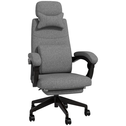 High Back Office Chair Reclining Computer Chair with Footrest Lumbar Support Adjustable Height Swivel Wheels Dark Grey-0