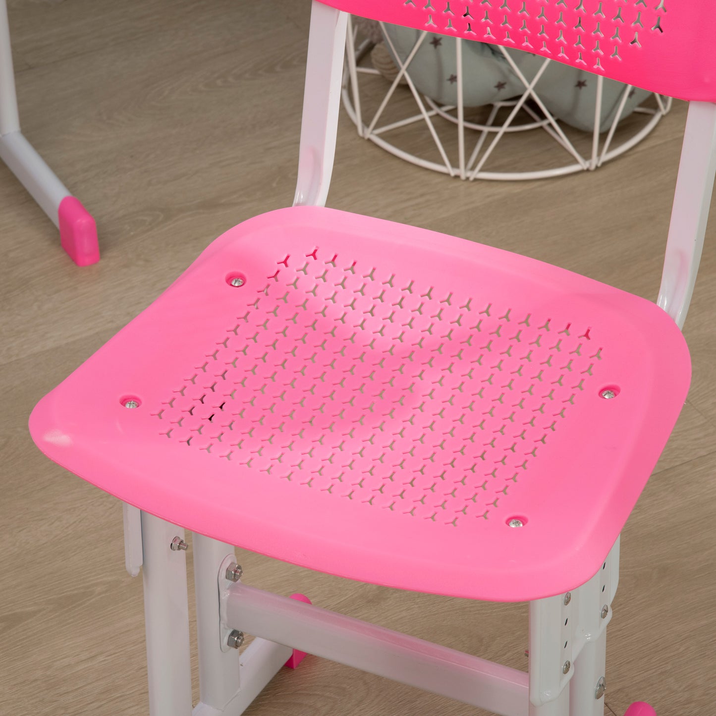 Homcom Kids Adjustable Desk And Chair Set Book Stand Pen Slot - Pink