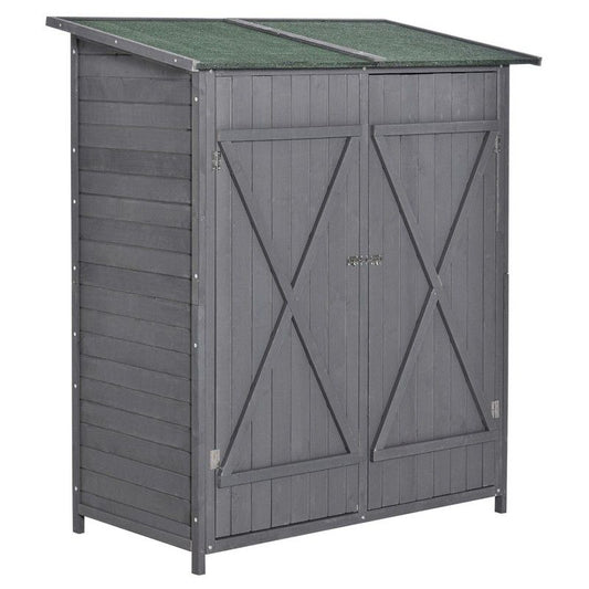 Fortress 160cm Double Door Pent Garden Store Lockable Fir Wood Grey by Steadfast