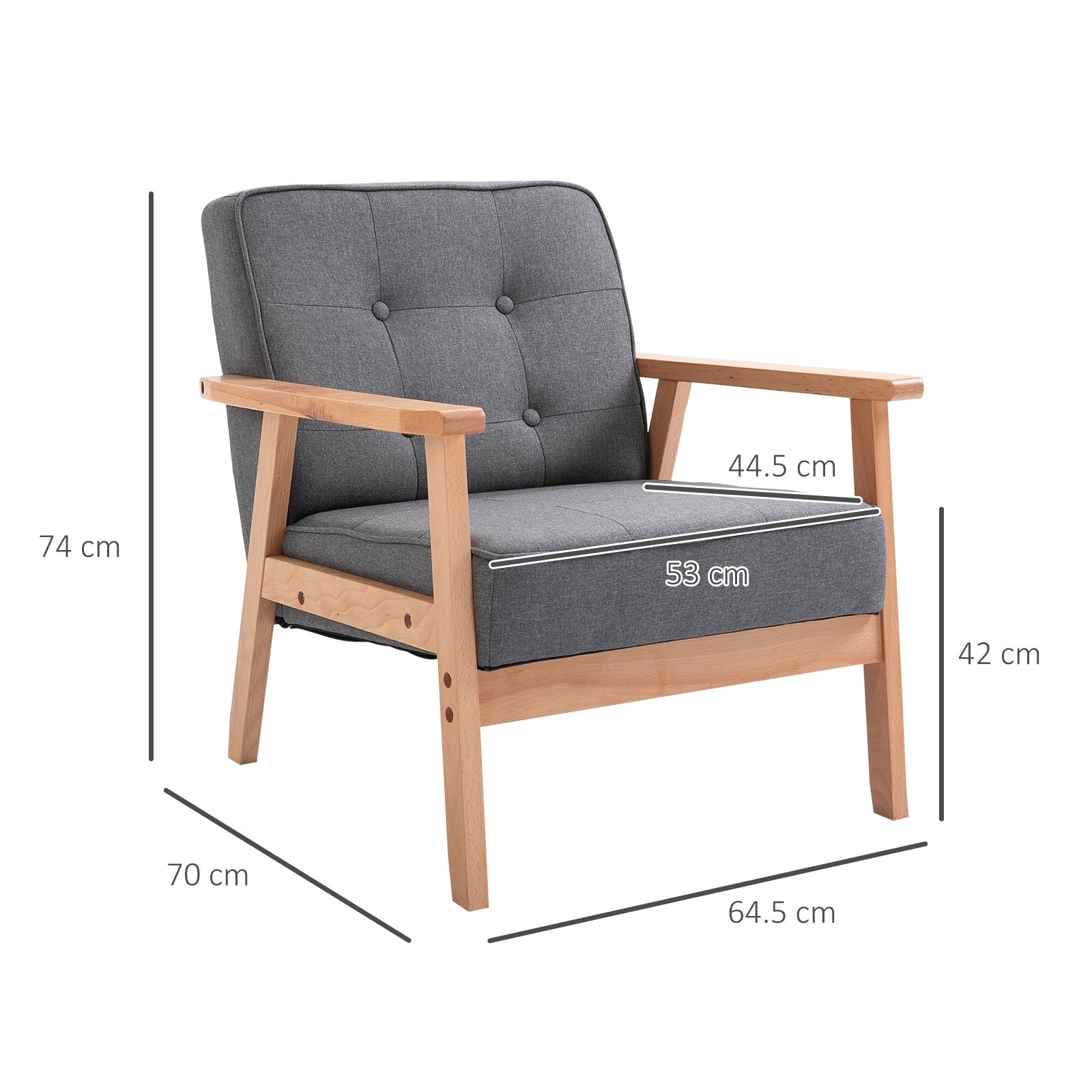 Homcom Minimalistic Wooden Frame Accent Chair