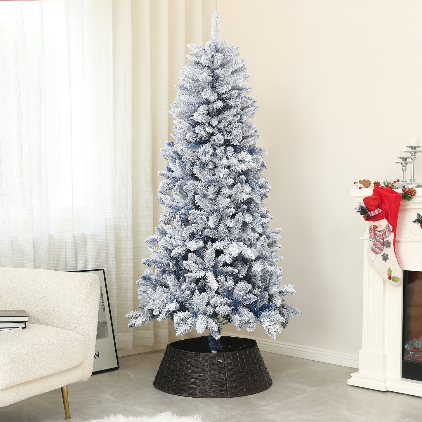 6ft Christmas Tree Artificial - White Frosted Green  700 Tips