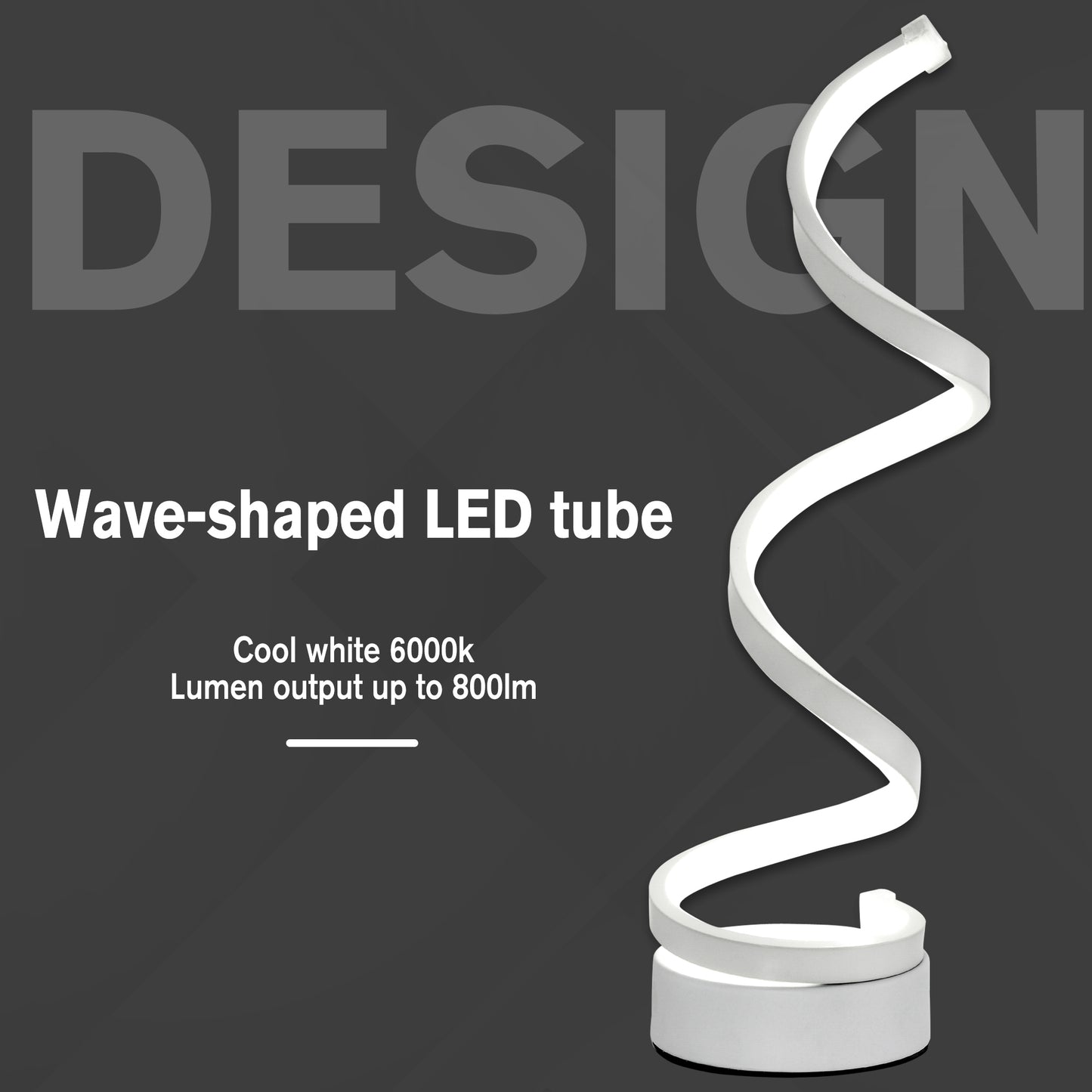 Homcom Modern Wave-Shaped LED Table Lamp with Round Metal Base for Living Room