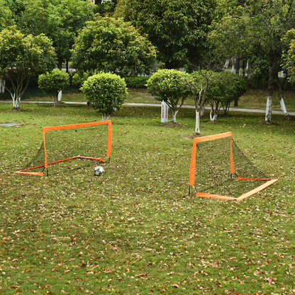 Homcom Tetoron Mesh Outdoor Folding Football Goal Orange