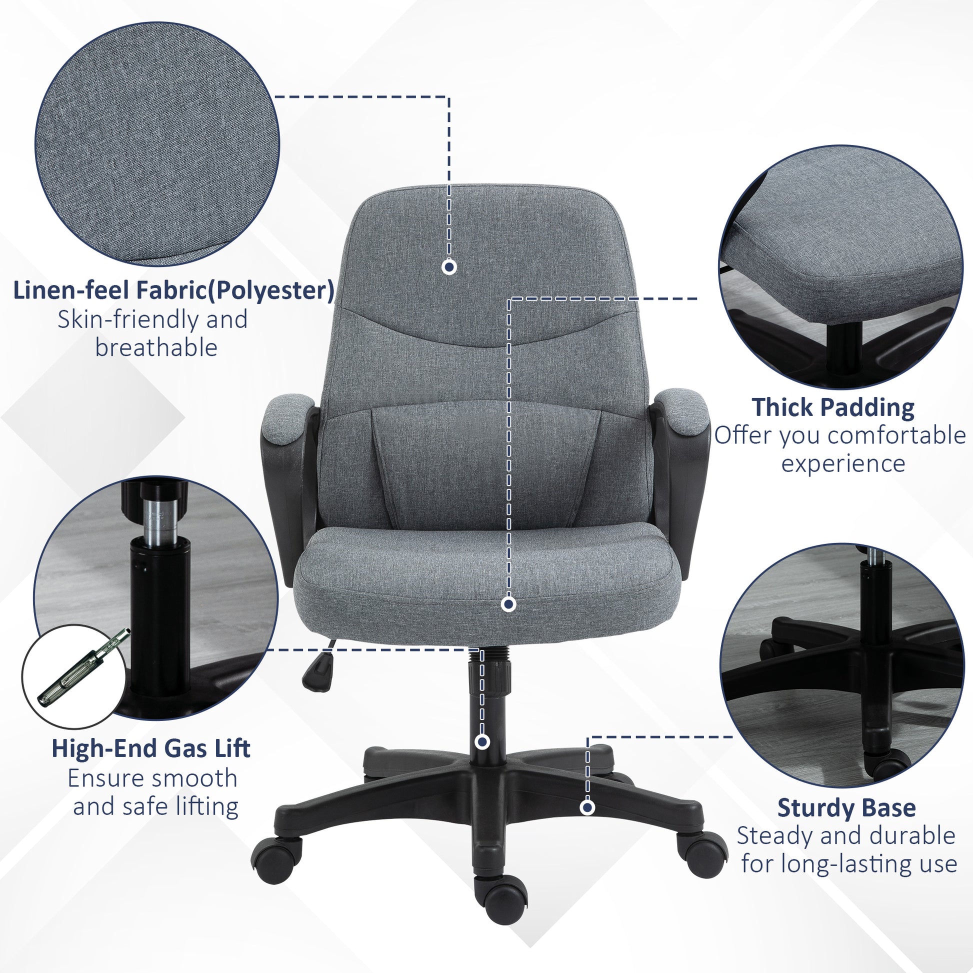 Vinsetto Office Chair With Massager Lumbar High Back Ergonomic Support Office 360 Swivel Chairs Adjustable Height Backrest Grey