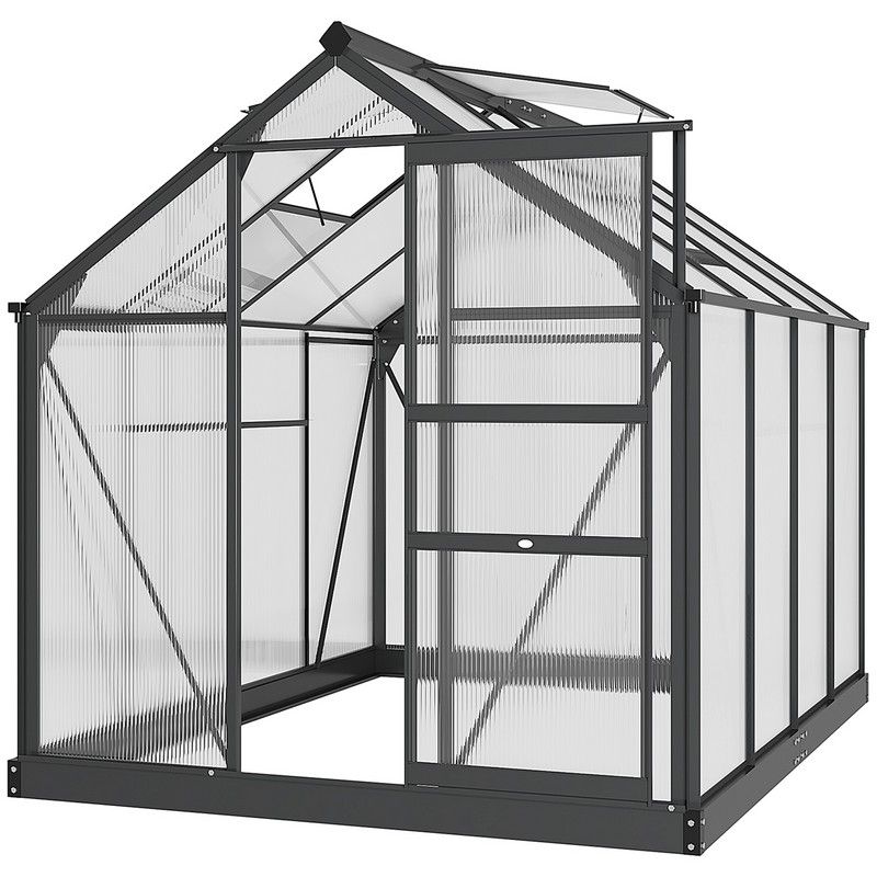 Outsunny Clear Polycarbonate Greenhouse Large Walk-In Green House Garden Plants Grow Galvanized Base Aluminium Frame With Slide Door