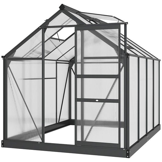 Outsunny Clear Polycarbonate Greenhouse Large Walk-In Green House Garden Plants Grow Galvanized Base Aluminium Frame With Slide Door