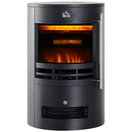 1000/2000W Freestanding Electric Fireplace, Indoor Heater Fire Stove with Log Burner Effect Flame, Thermostat Control-0