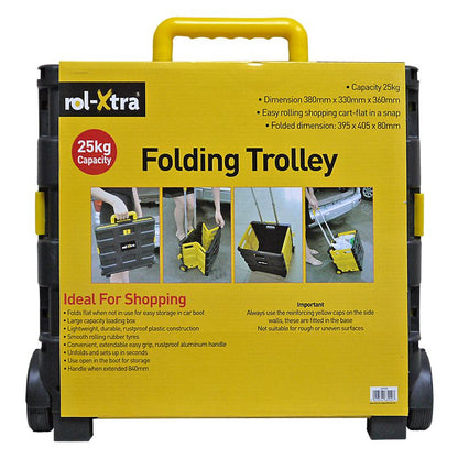 Plastic Trolley 2 Wheels 45 Litres - Black & Yellow Rol-Xtra by Rolson