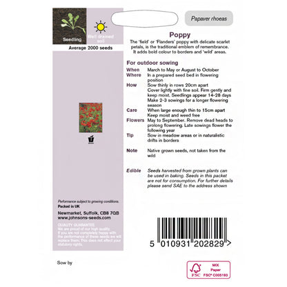 Johnsons Wild Flowers Poppy Seeds