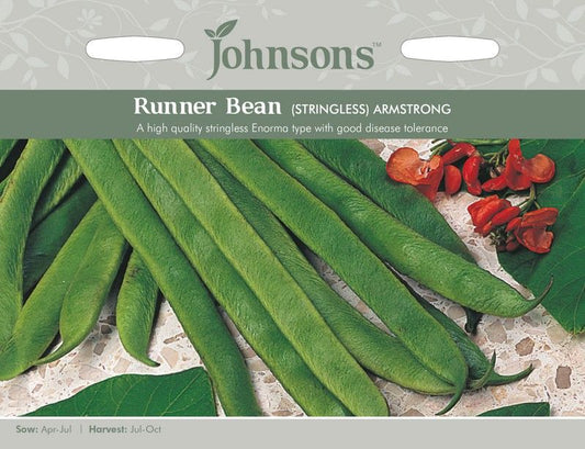 Johnsons Runner Bean Armstrong Stringless Seeds