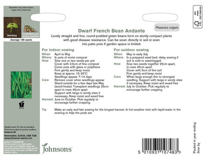 Johnsons Dwarf French Bean Andante Seeds