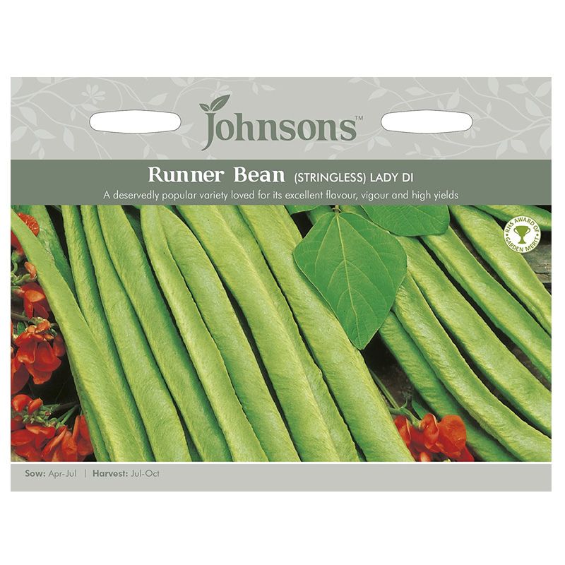 Johnsons Runner Bean Lady Di Stringless Seeds