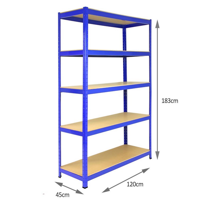 Steel Shelving Units 180cm - Blue Heavy Duty Set Of Three T-Rax 120cm by Raven