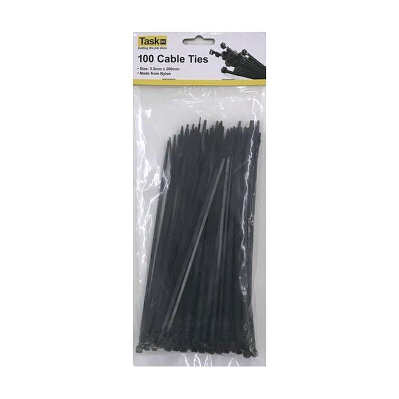 100 Pack 10 Inch Black Cable Ties 3.5mm