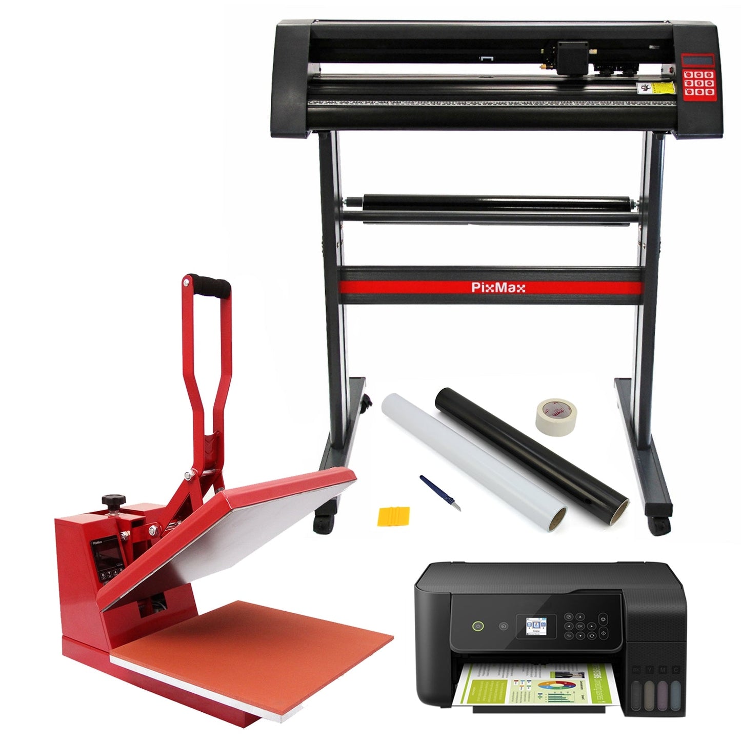 PixMax 38cm Clam Heat Press, Vinyl Cutter, Printer, Weeding Pack