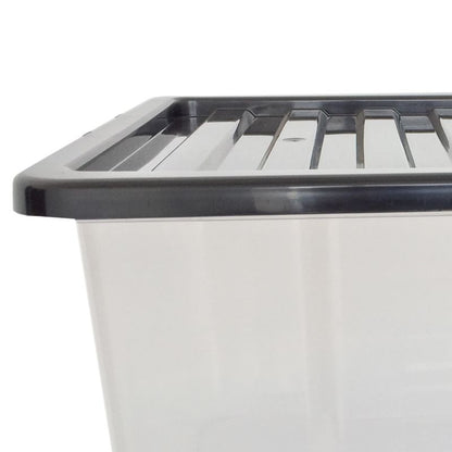 Plastic Storage Box 50 Litres Large - Clear & Black by TML