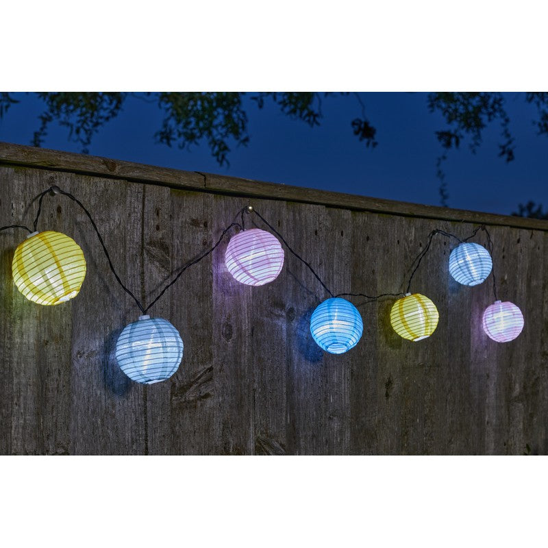 Chinese Lantern Solar Garden String Lights Decoration 10 White LED - 4.7m by Smart Solar