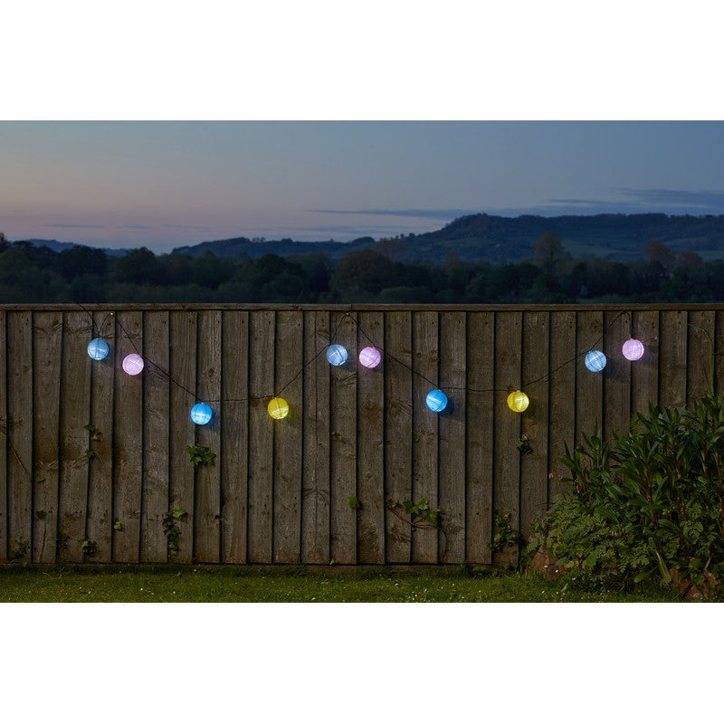 Chinese Lantern Solar Garden String Lights Decoration 10 White LED - 4.7m by Smart Solar