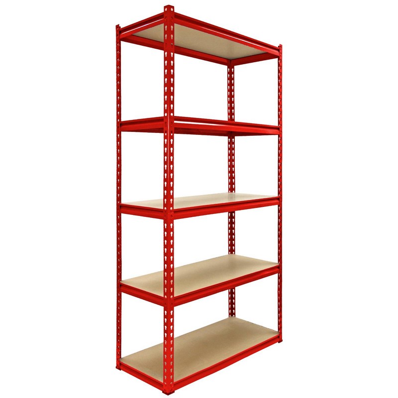 Steel & MDF Shelving Units 180cm - Red Set Of Five Extra Strong Z-Rax 90cm Corner by Raven