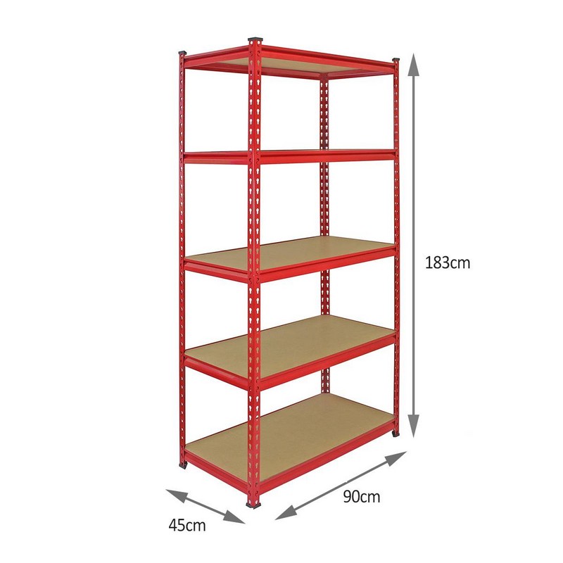 Steel Shelving & Free Mallets 183cm - Red Set Of Five Extra Strong Z-Rax 90cm by Raven