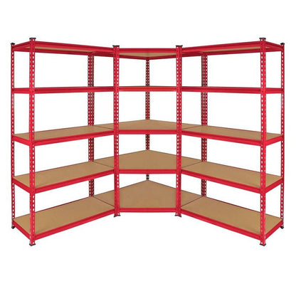 Steel & MDF Shelving Units 0cm - Red Set Of Three Extra Strong Z-Rax 90cm Corner by Raven