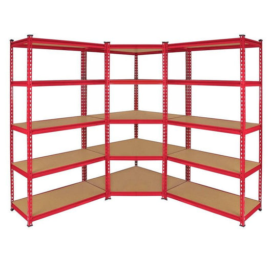 Steel & MDF Shelving Units 0cm - Red Set Of Three Extra Strong Z-Rax 90cm Corner by Raven