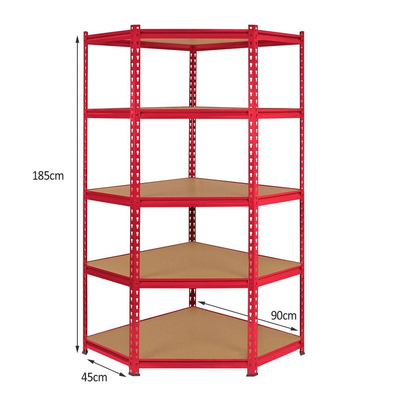 Steel & MDF Shelving Units 0cm - Red Set Of Three Extra Strong Z-Rax 90cm Corner by Raven