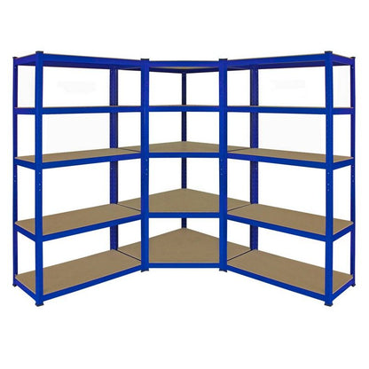 Steel & MDF Shelving Units 180cm - Blue Set Of Three T-Rax 90cm Corner by Raven