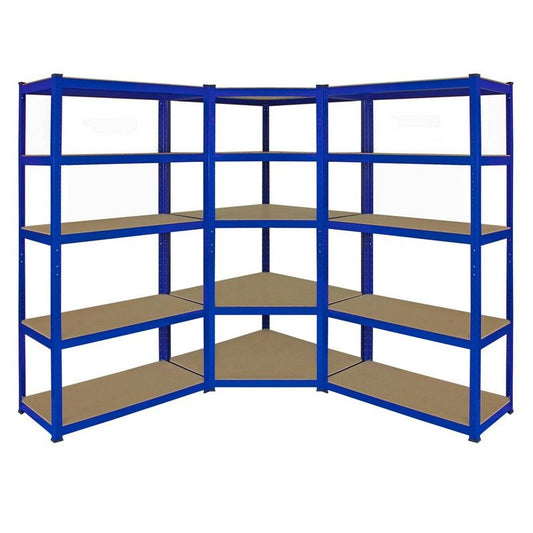 Steel & MDF Shelving Units 180cm - Blue Set Of Three T-Rax 90cm Corner by Raven