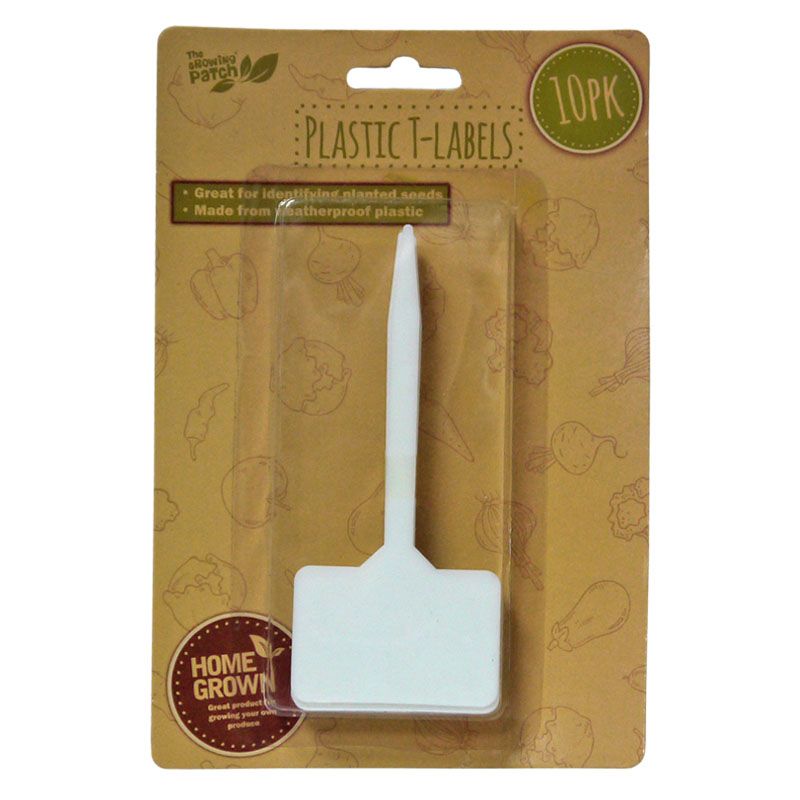 Pack of 10 White Plastic Garden T-Labels