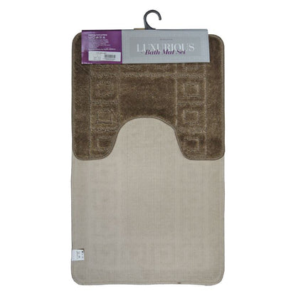 2 Piece Luxurious Bath Mat Set Brown