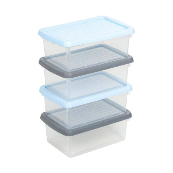 4 x Plastic Storage Boxes 3.5 Litres - Multi Coloured by Wham