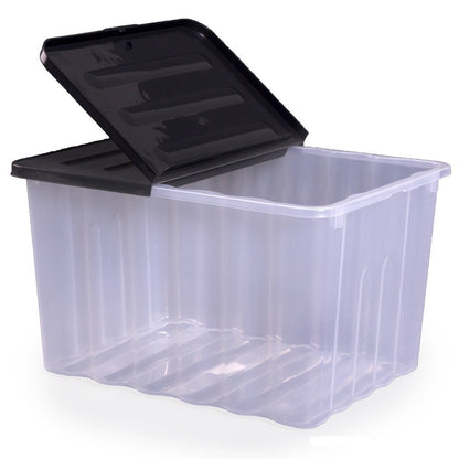 4 x Plastic Storage Boxes 110 Litres Extra Large - Clear & Black Supa Nova by Strata