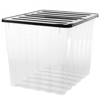 16 x Plastic Storage Boxes 110 Litres Extra Large - Clear & Black Supa Nova by Strata
